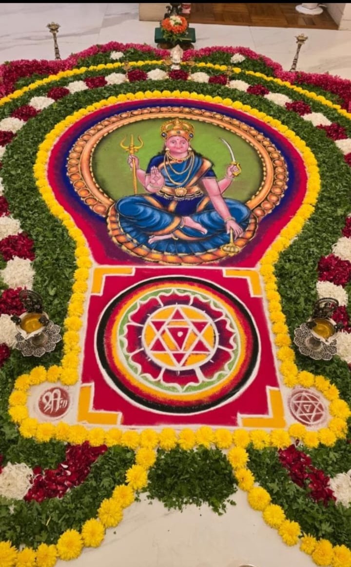 Divine auspicious Rangoli portrait of Goddess Lakshmi