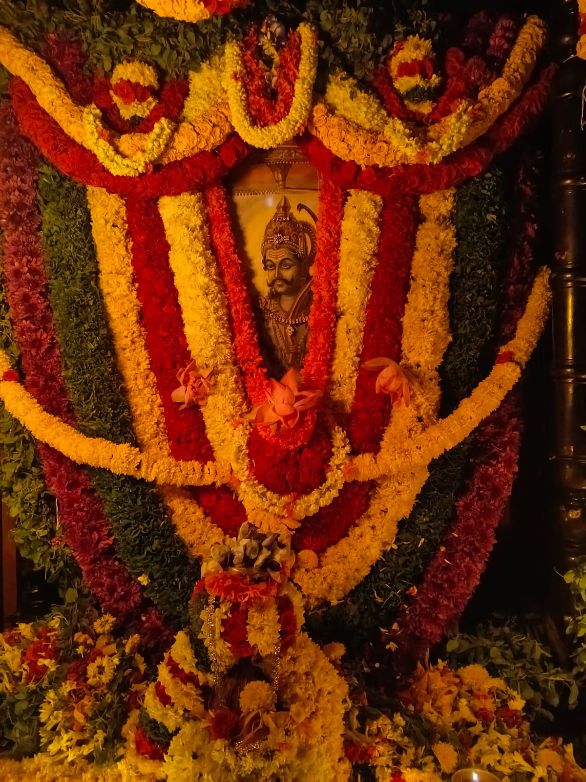 Sacred floral Rangoli and Alankara of Sringeri Sharadambe Devi